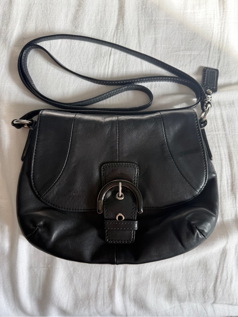 Coach Black Leather Soho Buckle Flap Crossbody